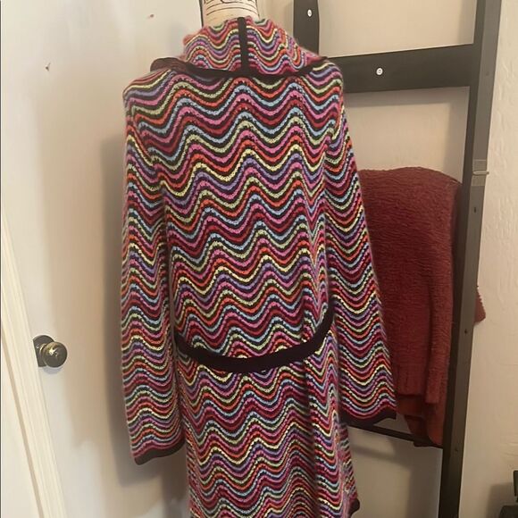 Sonia Bogner Colorful Boho Belt Tie Sweater Cardigan Vibrant Festival Feminine - Picture 5 of 10